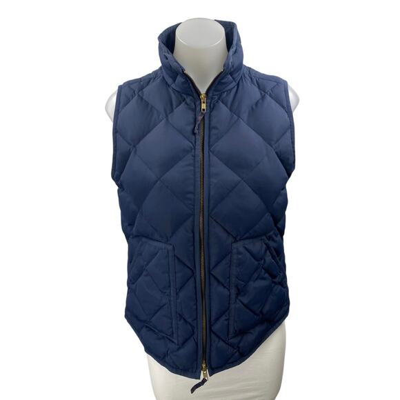 J.Crew Women's Blue Sleeveless Full Zip Quilted Down Puffer Coat Jacket Vest S - Picture 1 of 4
